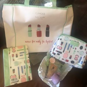 Clinque Kate Spade makeup bag, journal and tote bag ! Brand new ! Very cute set